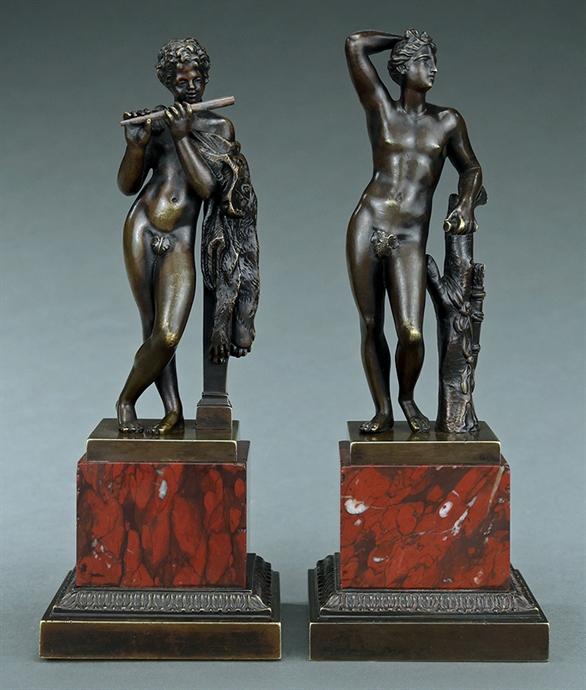 Picture of CA0163 Rare pair of Grand Tour Medici Apollino and the Satyr Marsyas bronzes