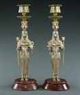 Picture of CA0181 Fascinating pair of Egyptian Revival candlesticks